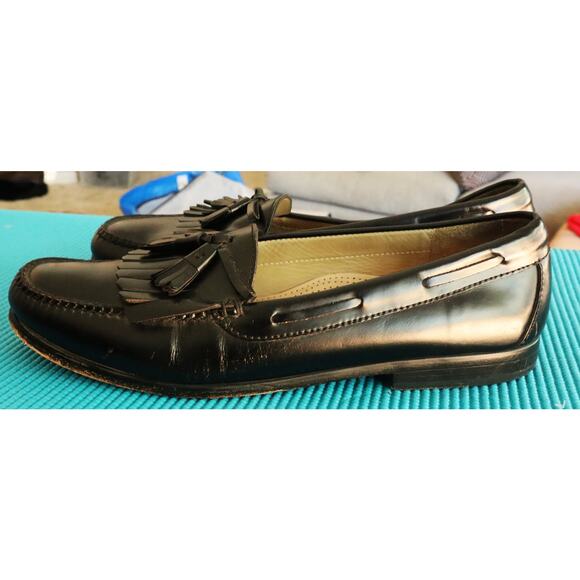 Vintage 80s Cole Haan Tassel Loafer Black Leather Kiltie Men 13 D Dress Shoes - Picture 6 of 8